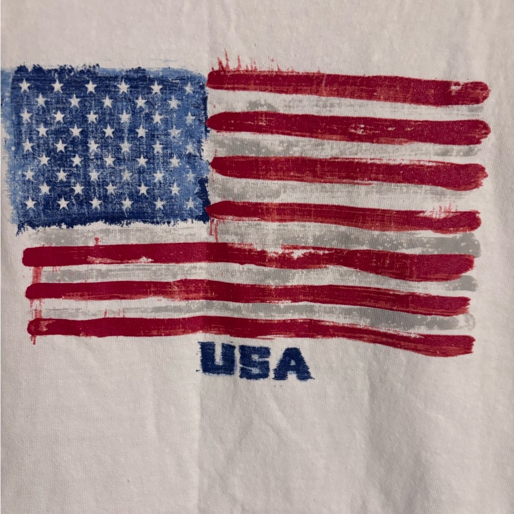 USA Flag Destressed T-Shirt Gildan 100% Cotton Patriotic Youth XL America250 - Picture 4 of 5